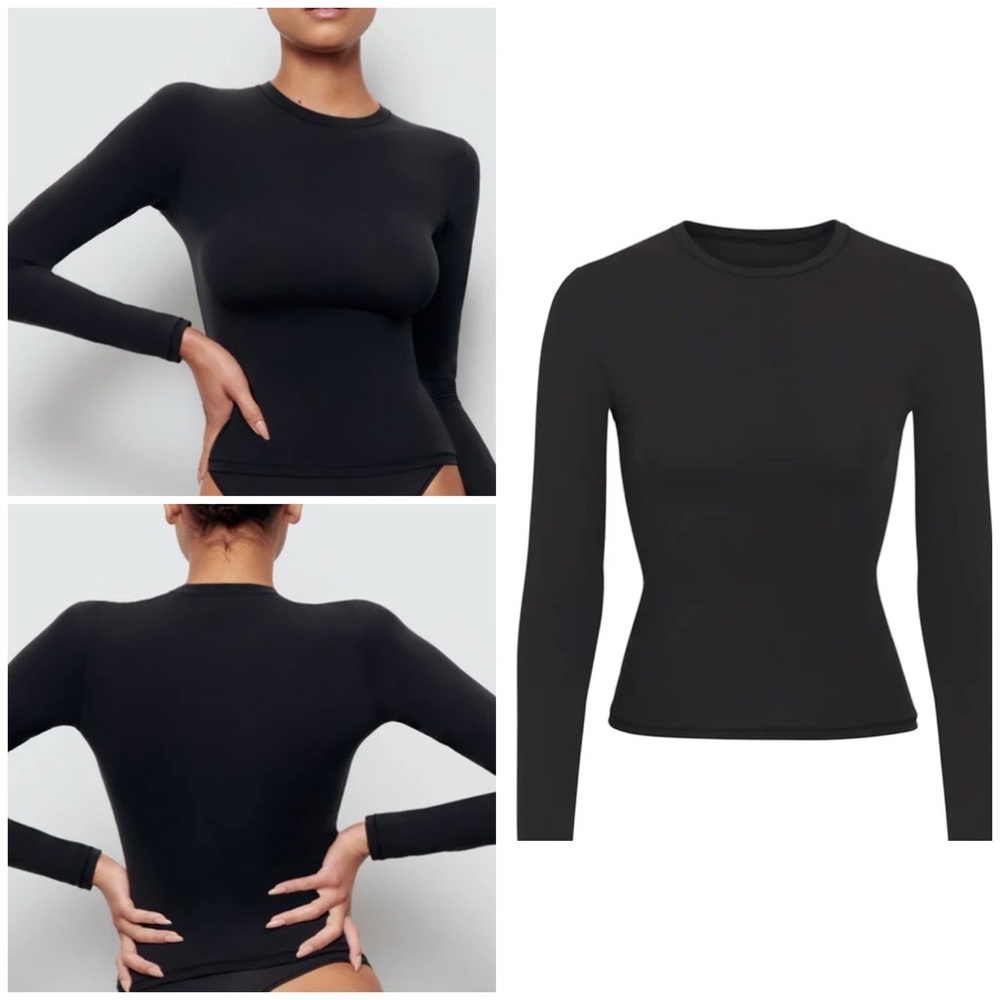 Skims Fits Everybody long Sleeve T-shirt in Onyx